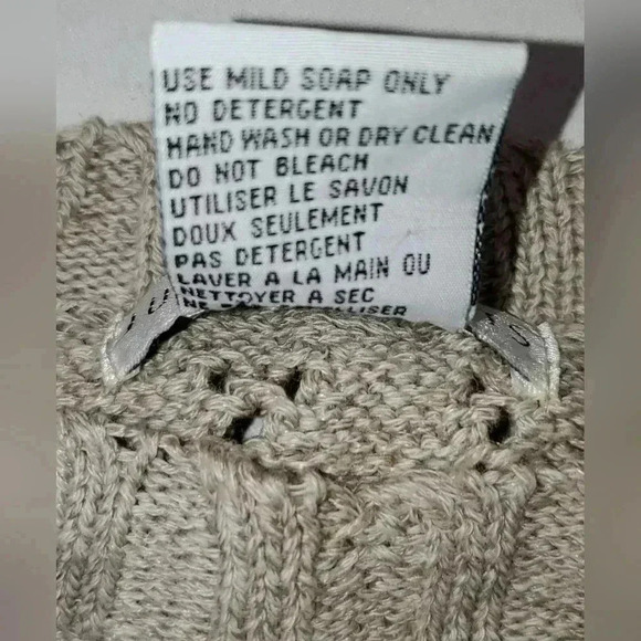 Jump Tricot Lenin Blend Beige 3D Embroidered Chunky Knit Sz L long Line Sweater - Picture 8 of 9